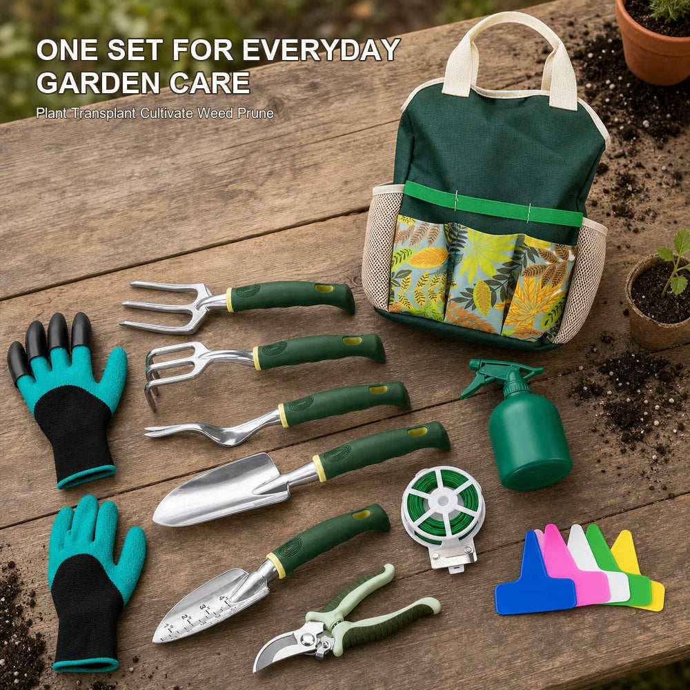 16-Piece Garden Tool Set with Tote Bag & Gloves | Aluminum Alloy