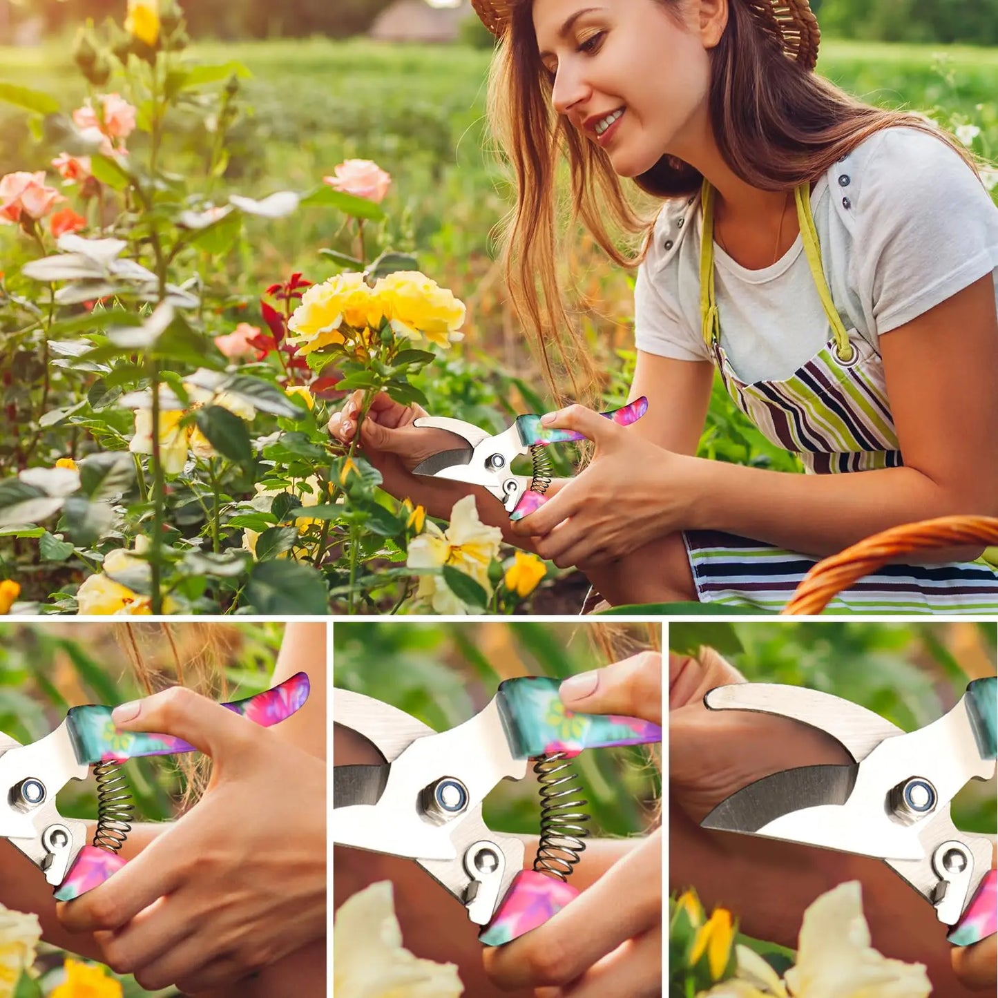 5/10 Pcs Gardening Tools Set with Carrying Case and Floral Print Ergonomic Handle