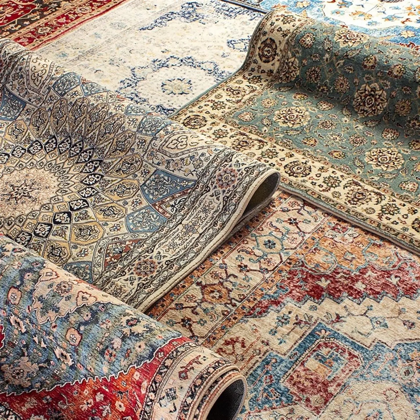 VIKAMA Washable Foldable Imitation Cashmere Carpet Entry Door Mat Persian Retro Style