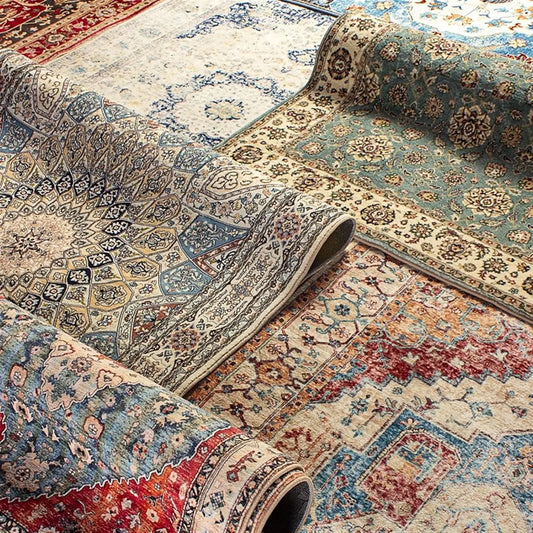 VIKAMA Washable Foldable Imitation Cashmere Carpet Entry Door Mat Persian Retro Style