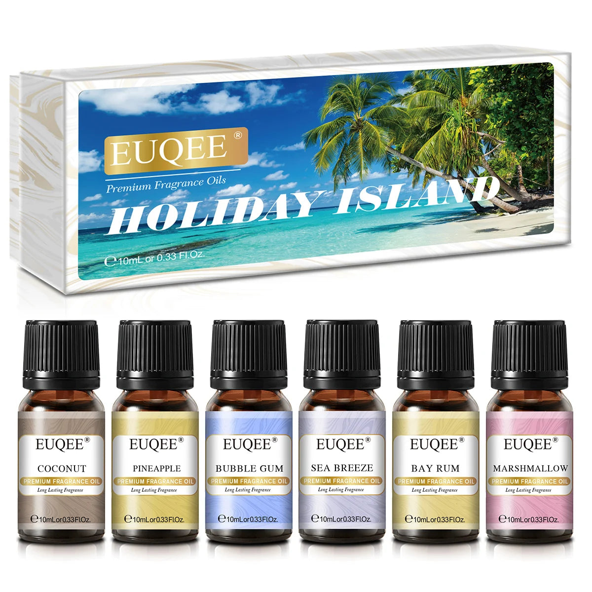 EUQEE 6pcs Aromatherapy Fragrance Oil Set-10ml Aroma Reed Diffuser Oils For Candle Making, Humidifier, DIY Perfume, Oil Burner