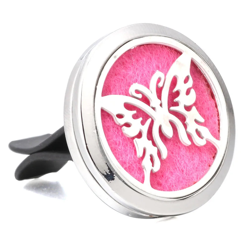 Essential Oil Diffuser Stainless Steel Magnetic Car Air Freshener Vent Clip + 1pcs Pad