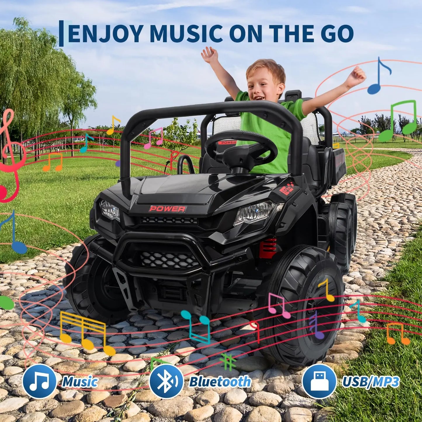 24V 4WD Electric Ride-on Dump Truck For Kids 2-Seater With Parental Remote Control