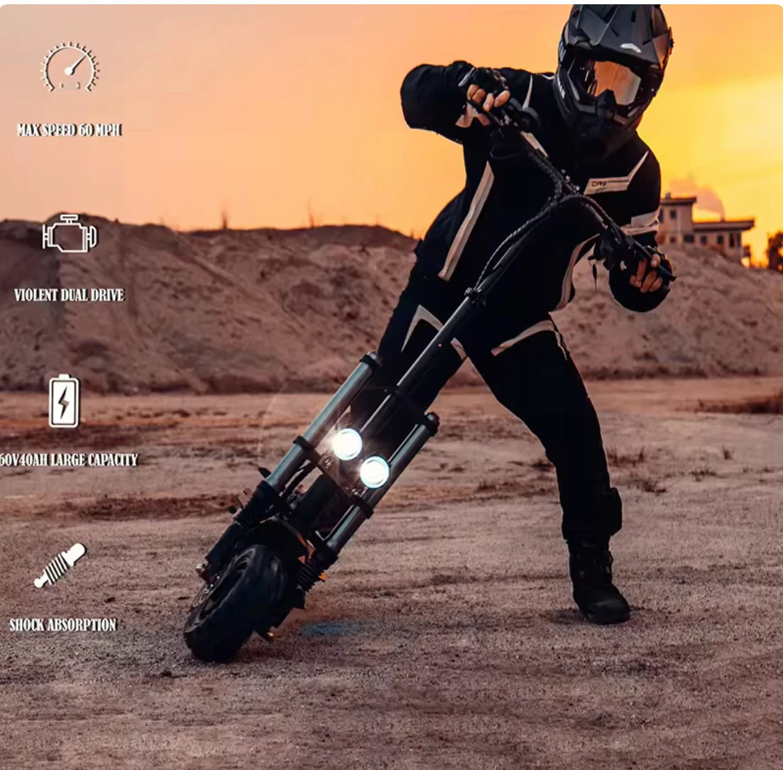 E5B High Power Electric Scooter 6000W Dual Motor 60V 35Ah Battery 80KM/H Speed Dual Shock Absorption Hydraulic Brakes