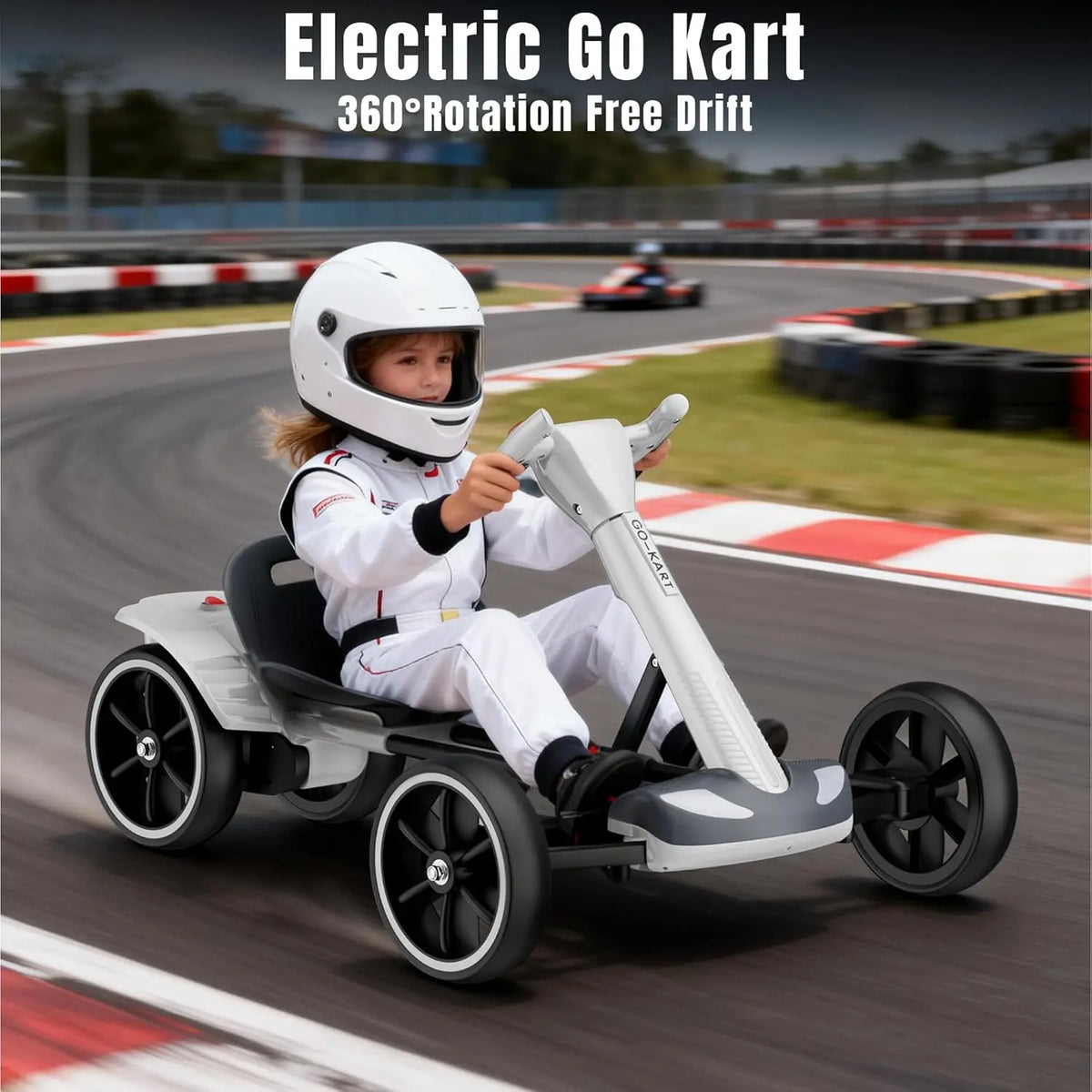 Remote Control Electric Go Kart with Bluetooth 4 wheels Foldable Electric Vehicle 3 Years+ Stone & Stem