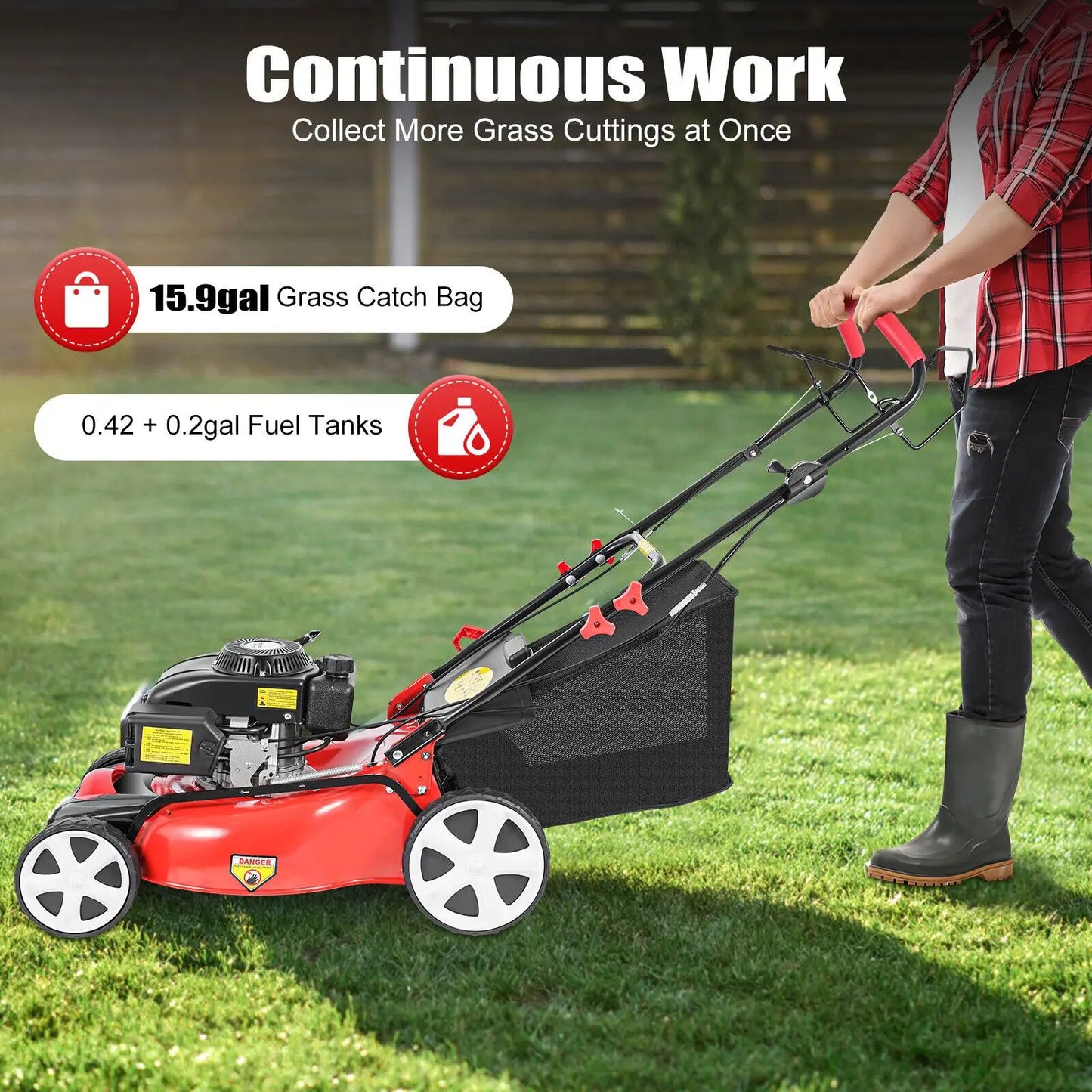 Self-Propelled Gas Lawn Mower – 140cc 4-Stroke Engine, 20" Cut Width & 8-Position Height