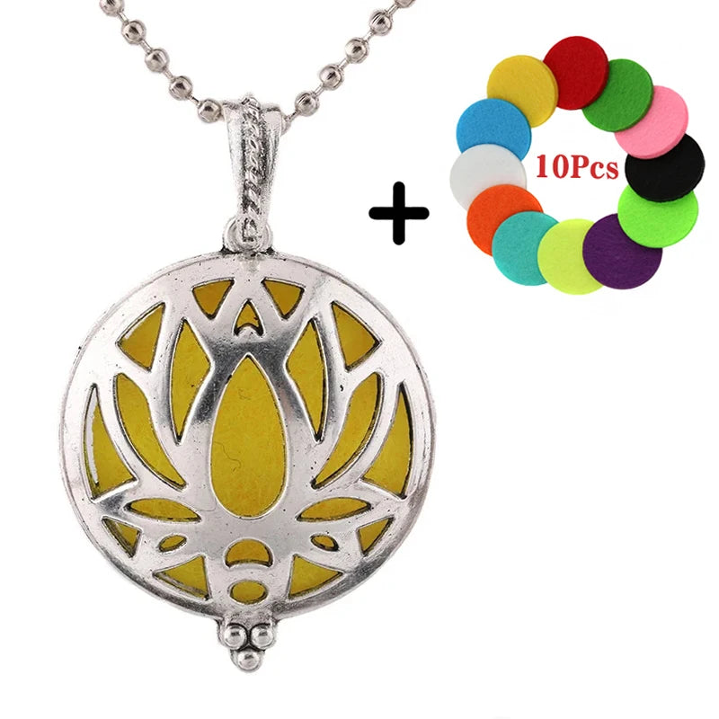 Popular Design Fashion Aromatherapy Locket Necklace Perfume Essential Oil Diffuser