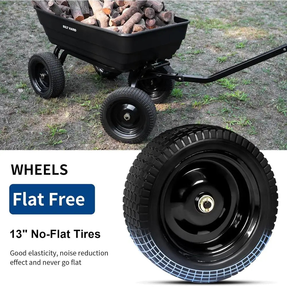 Poly Garden Dump Cart 1200 lbs with No flat Tires, Quick Release, 2-in-1 Convertible Handle