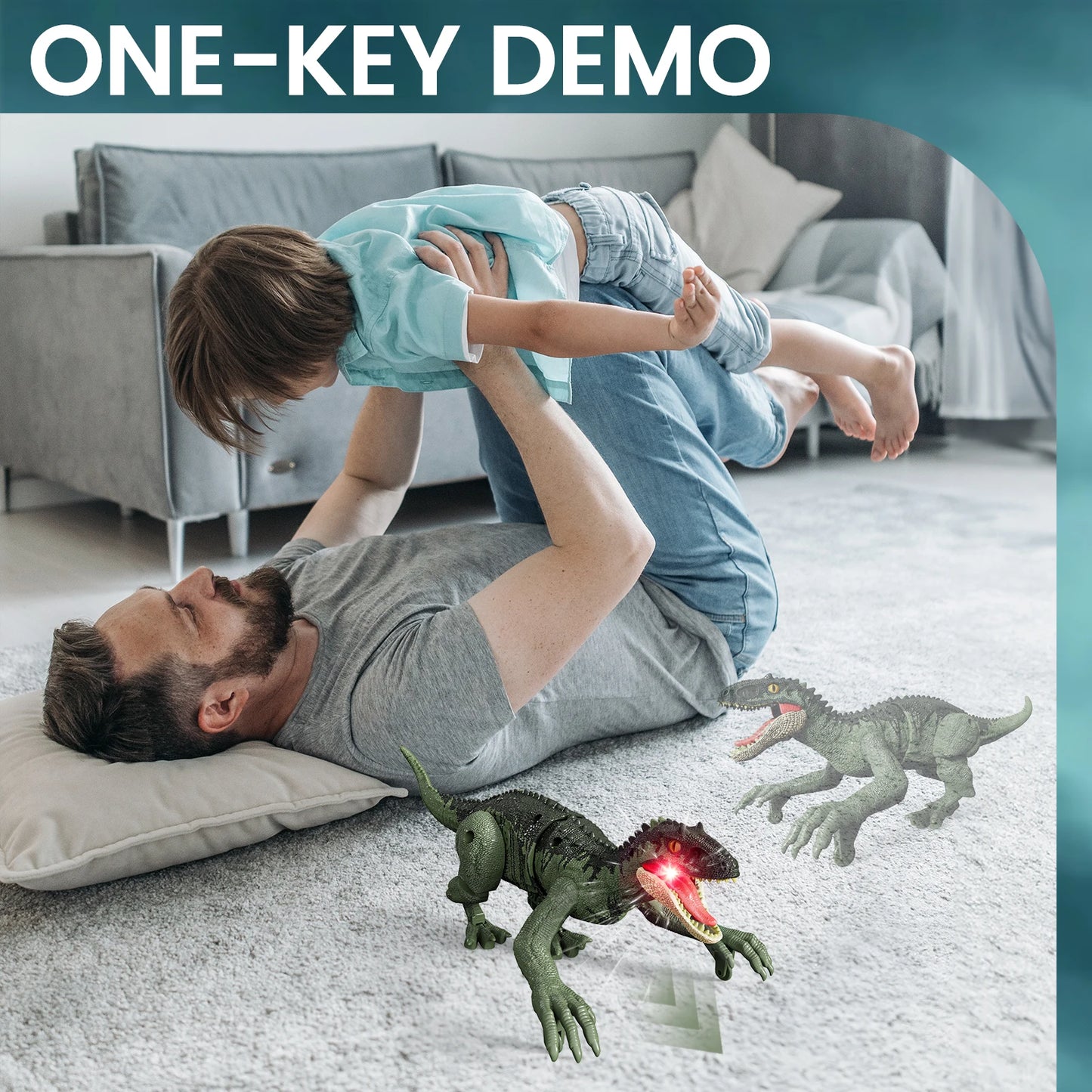 RC Dinosaur with Sound & Lights, 2.4GHz RC Robot Dinosaur Walking RC Velociraptor