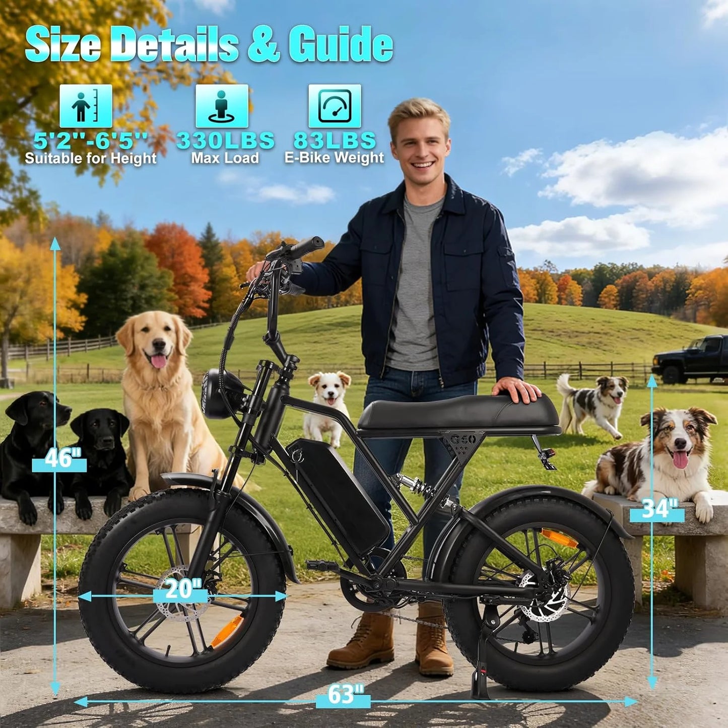 Electric Bike 20"x4.0 Fat Tire Ebike for Adults 1500W Peak Electric Mountain Bike 32mph E bike UL 2849