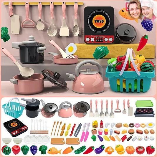 Kids Kitchen Toys Set 92/69/59 PCS Play Kitchen Accessories Kit with Play Pots