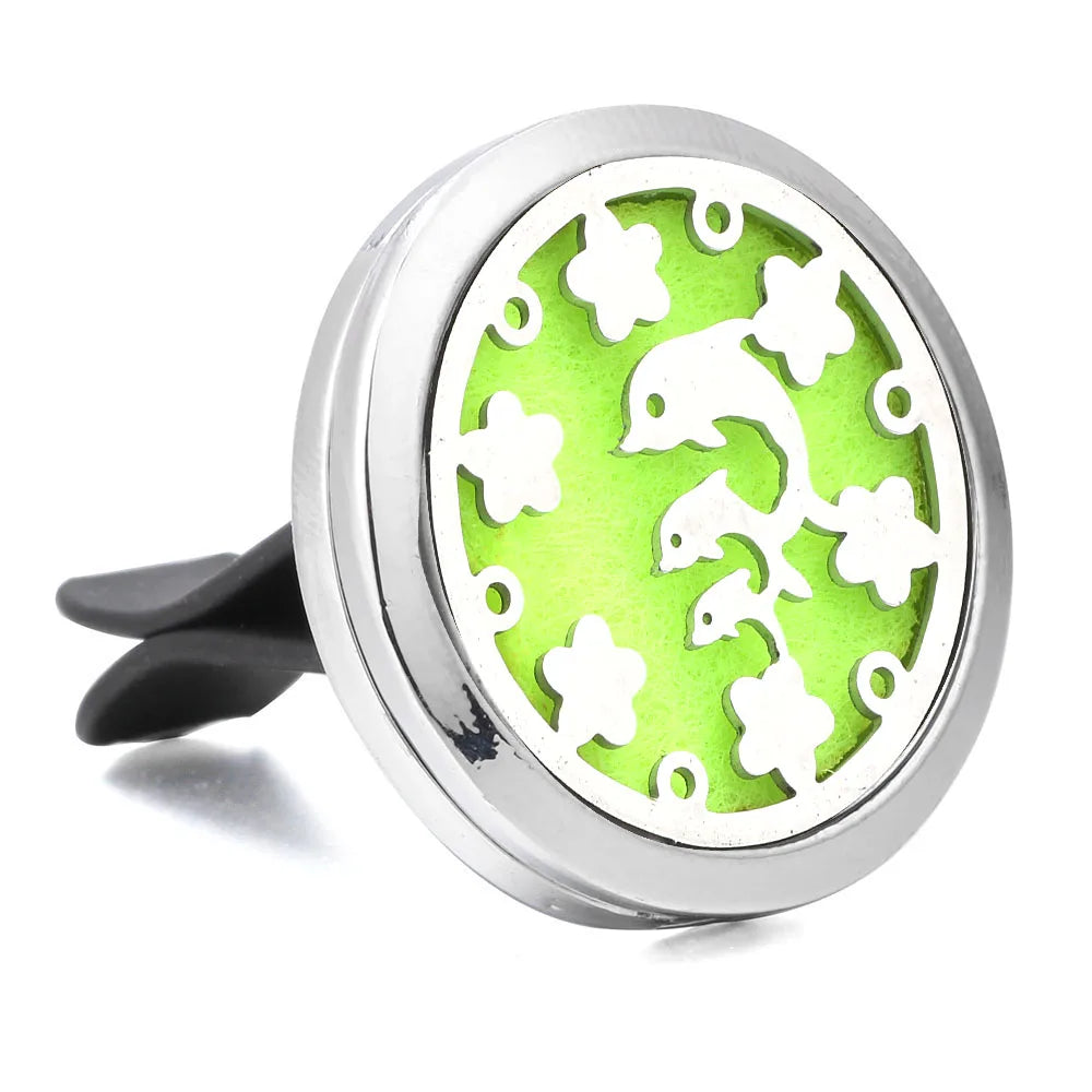 Essential Oil Diffuser Stainless Steel Magnetic Car Air Freshener Vent Clip + 1pcs Pad