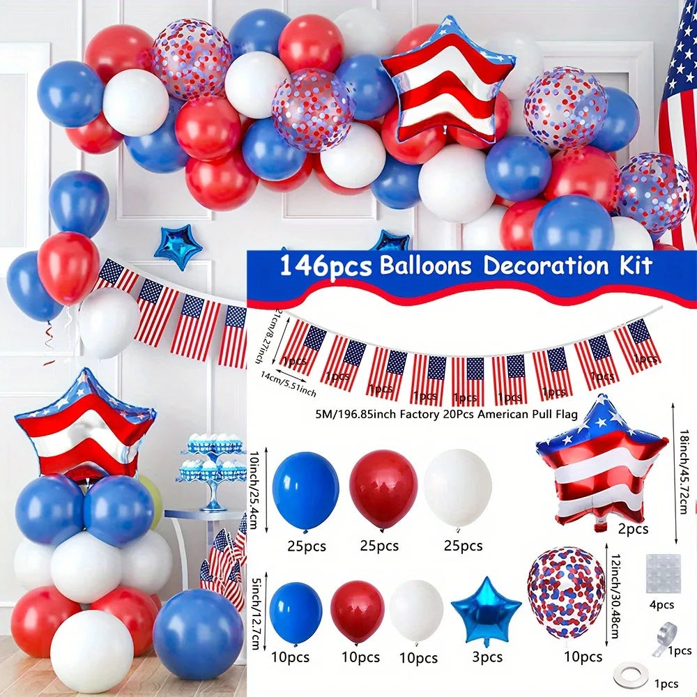 146PCS Independence Day Balloon Arch Set