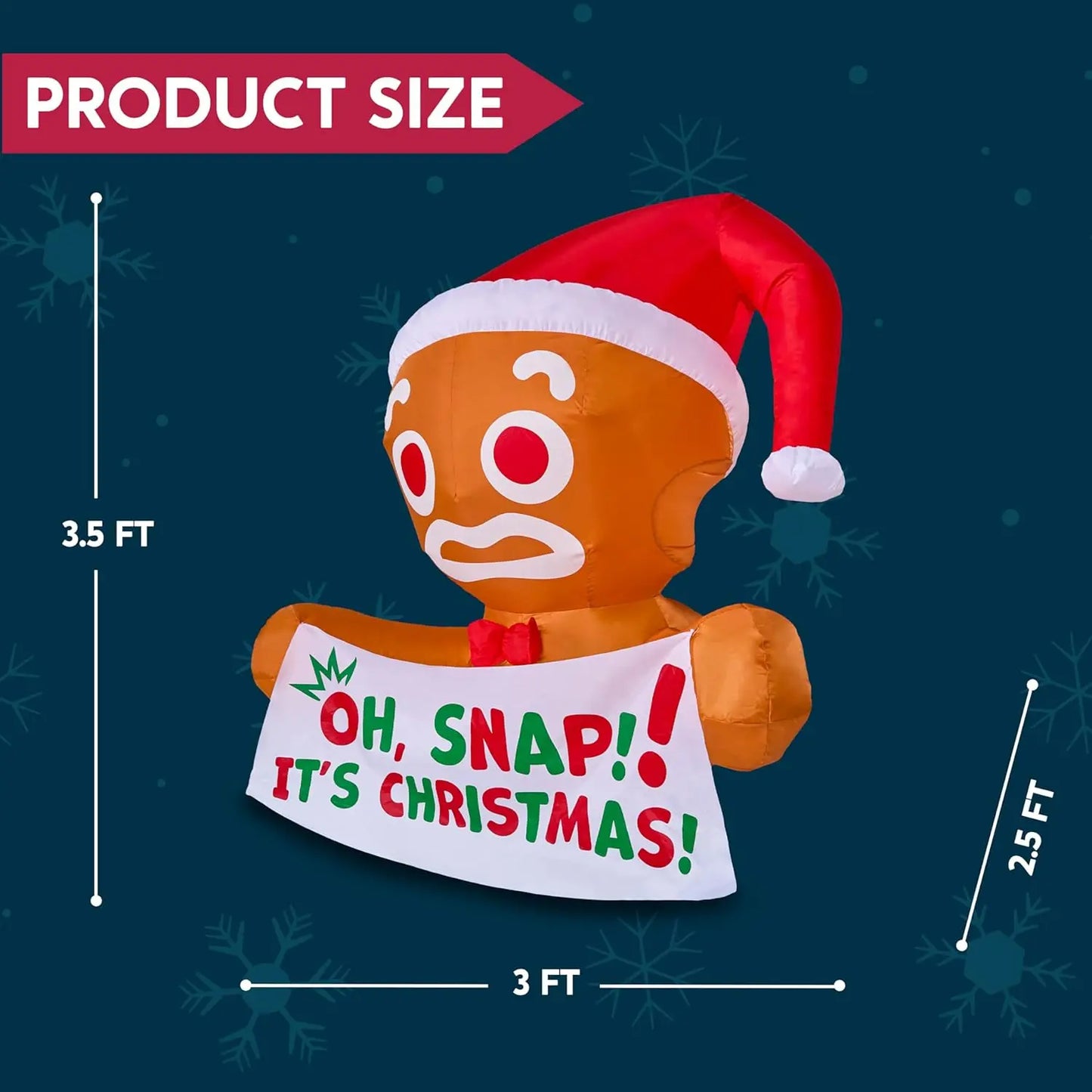 JOYFY 3.5 FT Christmas Inflatable Gingerbread Man from Window with Built in LED.