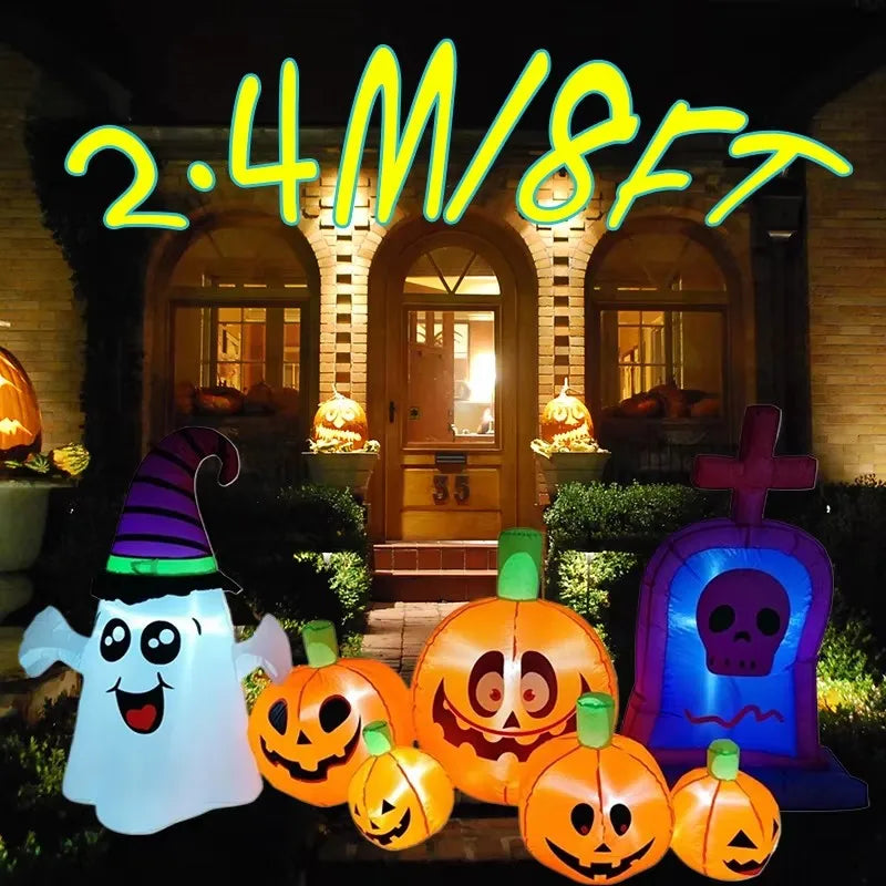 Halloween Inflatable Arch Toys Model Built-in LED Light Pumpkin Prop Outdoor Indoor Home Garden Party Terror Decoration Stone & Stem