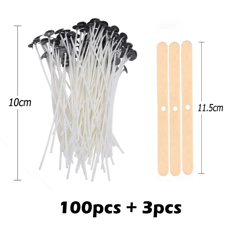 Multiple Sizes Waxed Cotton Thread Candle Wick 100pcs/set Smokeless Wick & Holder