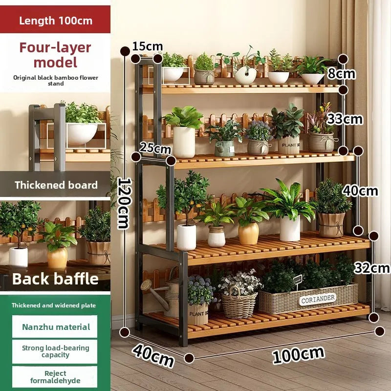 Durable Floor-to-ceiling new stepped movable multi-layer flower pot shelf