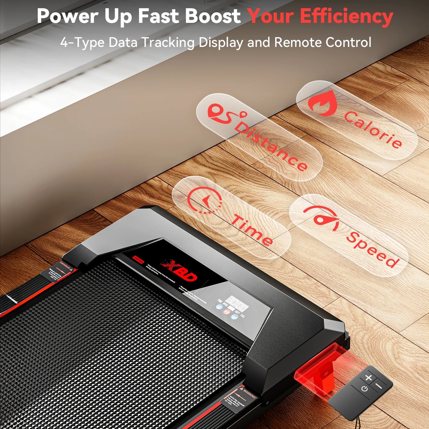 XBD Portable Incline Treadmill- 330lb Capacity, 2.5HP with LED display and Remote