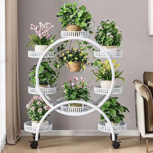 Metal Mobile Plant Rack with Locking Wheels
