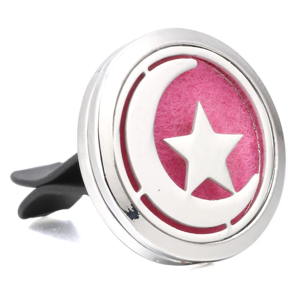 Essential Oil Diffuser Stainless Steel Magnetic Car Air Freshener Vent Clip + 1pcs Pad