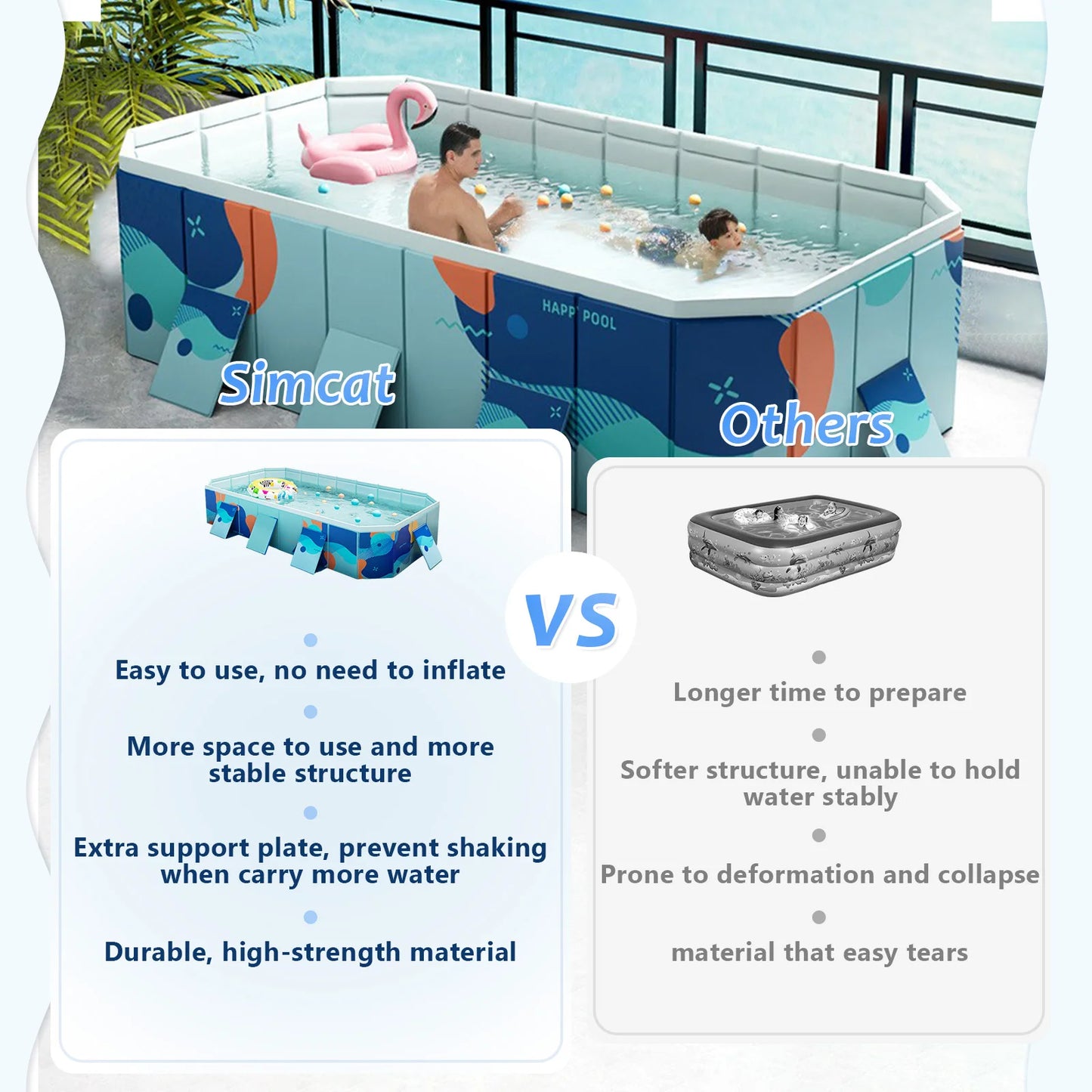2.1m 2.6m 3m Non-Inflatable Home Swimming Pool Foldable Summer Water Sports Party Pools