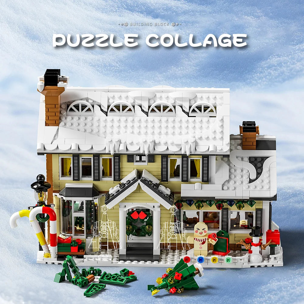 HOT! Christmas Holiday House Building Set Christmas House Compatible with Legoed Gifts for Boys, Girls, Family, and Friends Stone & Stem