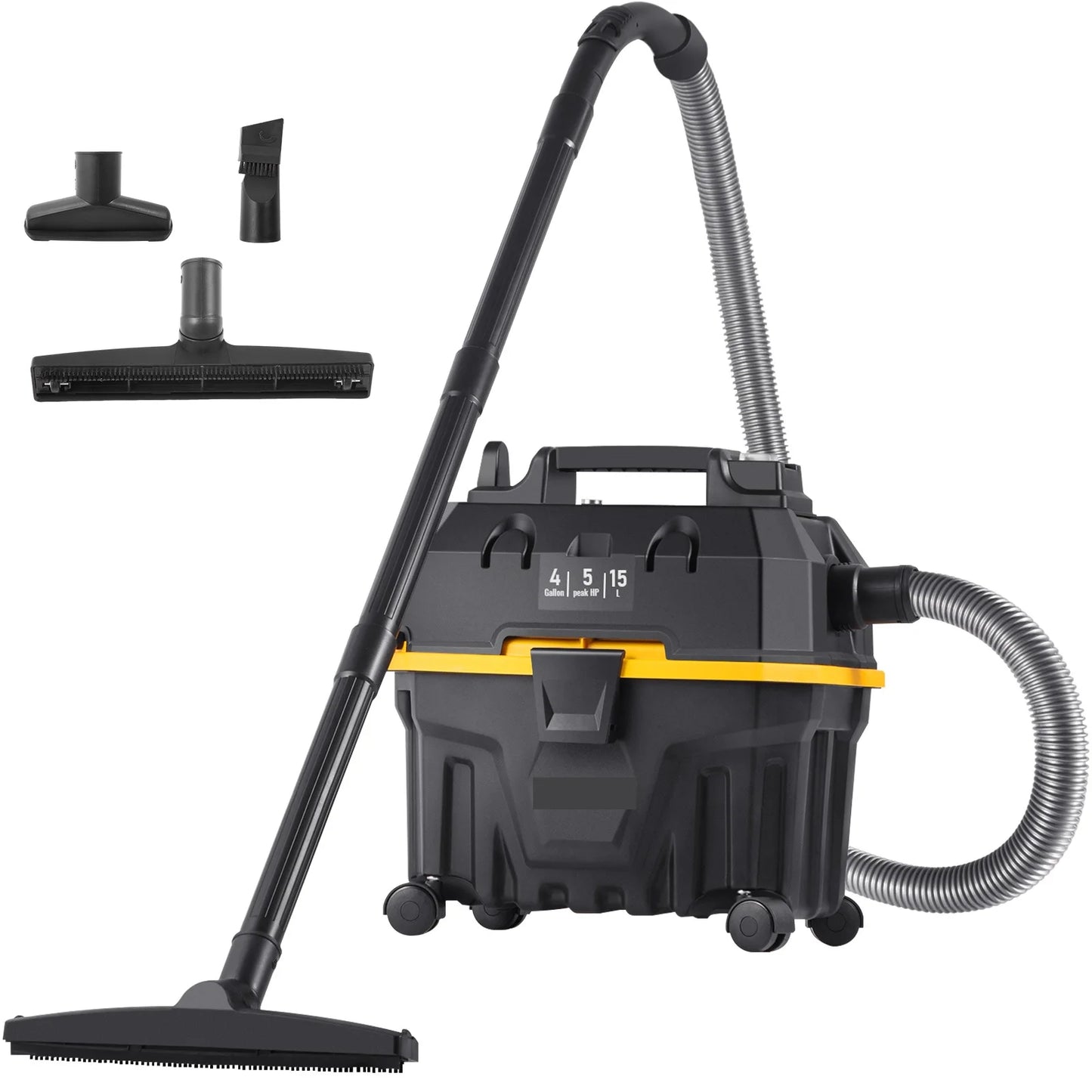 SucceBuy Wet Dry Vac 4 Gallon 5 Peak HP 3 in 1 Shop Vacuum with Blowing Function Portable Attachments to Clean Floor Upholstery