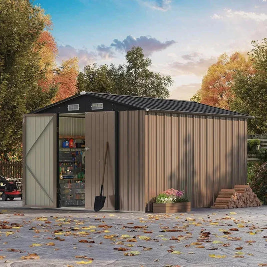 RPD4-Paatiowell 8x10 FT Storage .Large Garden Tool Metal Shed