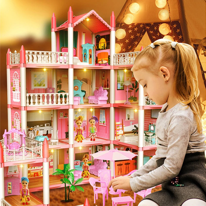 3D DIY Dream Princess Castle Villa Assembly Toy Doll House Set