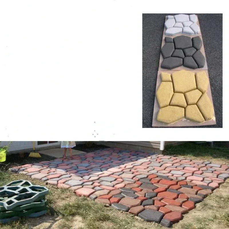 Garden Mold Walk Pavement Reusable DIY Manually Paving Cement Brick Stone Road Concrete Molds Manually Paving Garden Decoration