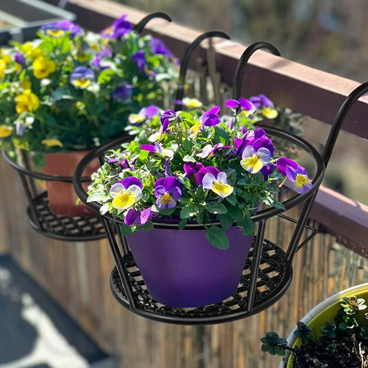 Wrought Iron Balcony/Fence Hanging Plant Basket