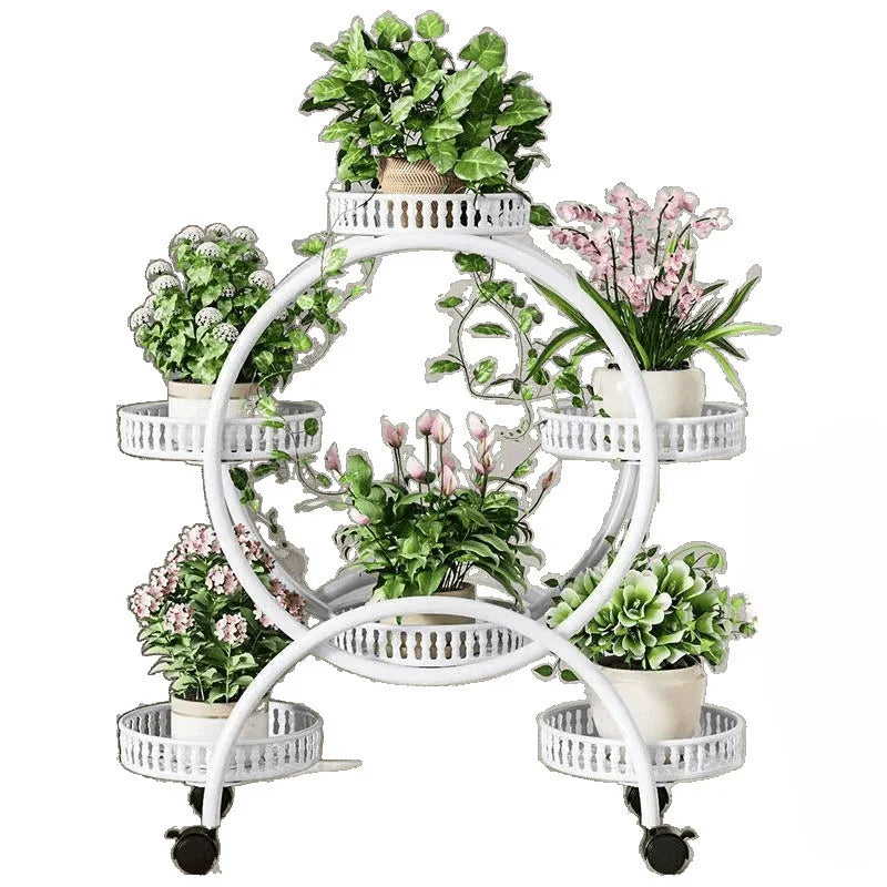 Metal Mobile Plant Rack with Locking Wheels