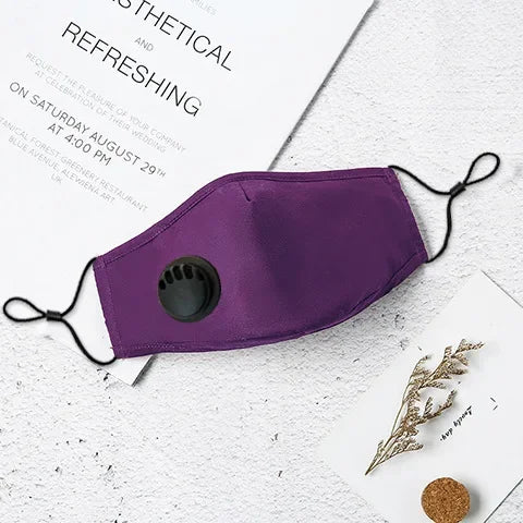 Cotton Face Mask with Breathing Valve Filter Reusable Washable