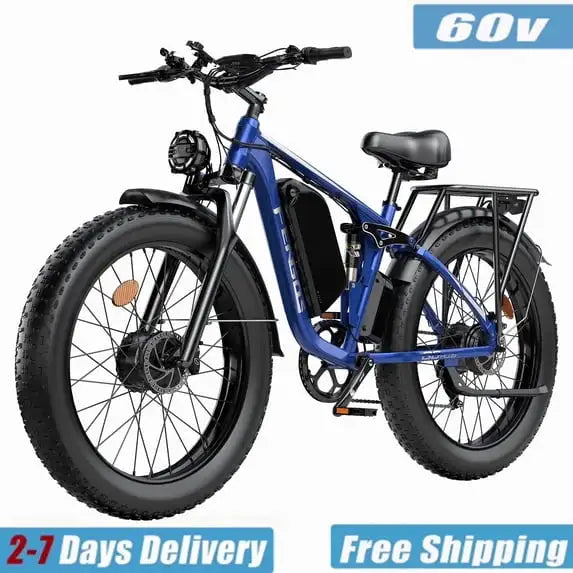 FENGQS NEW Q8PLUS 6000W 5000W Dual Motor Mountain Electric Vehicle 60V1200WH Large Battery, 100 Kilometer Range, Hydraulic Disc Brake with Turn Signal. Fully Shock-Absorbing Structure