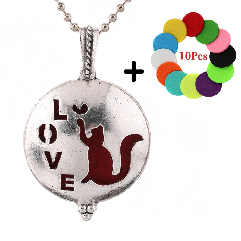 Popular Design Fashion Aromatherapy Locket Necklace Perfume Essential Oil Diffuser