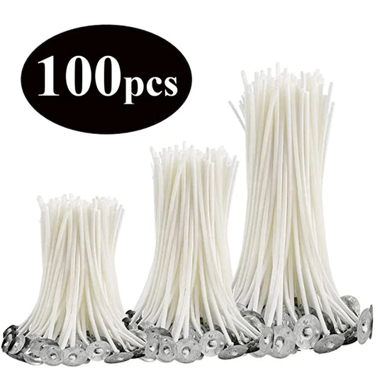 Multiple Sizes Waxed Cotton Thread Candle Wick 100pcs/set Smokeless Wick & Holder