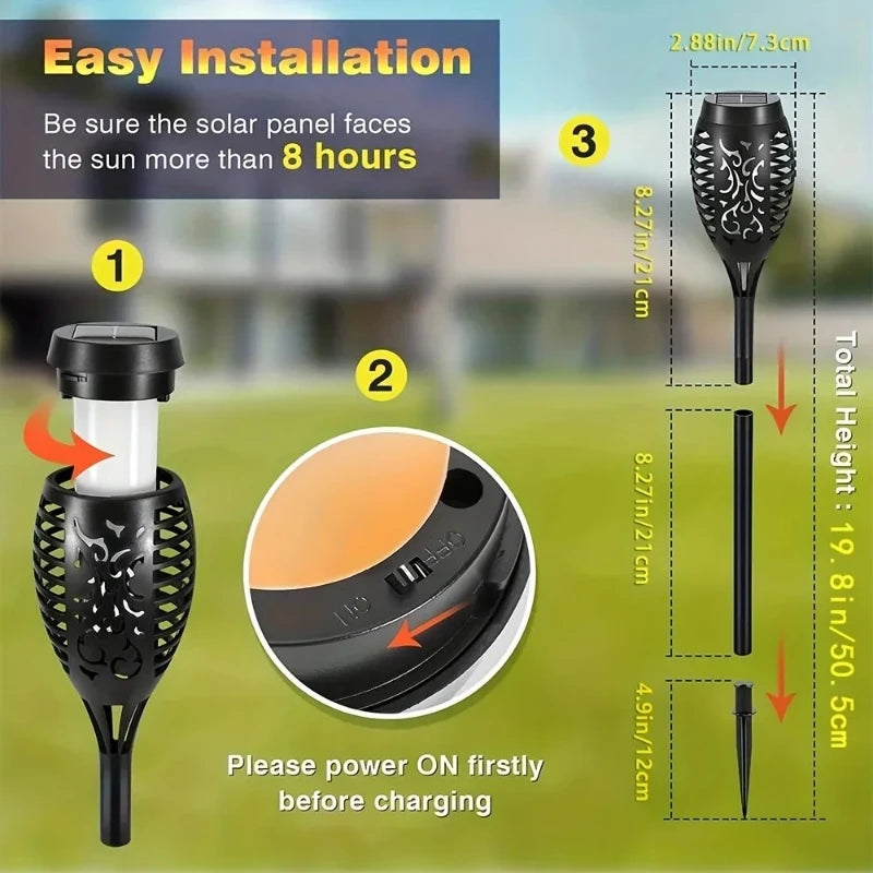12 LED Solar Flame Torch Lights Outdoor – Waterproof Garden Lighting