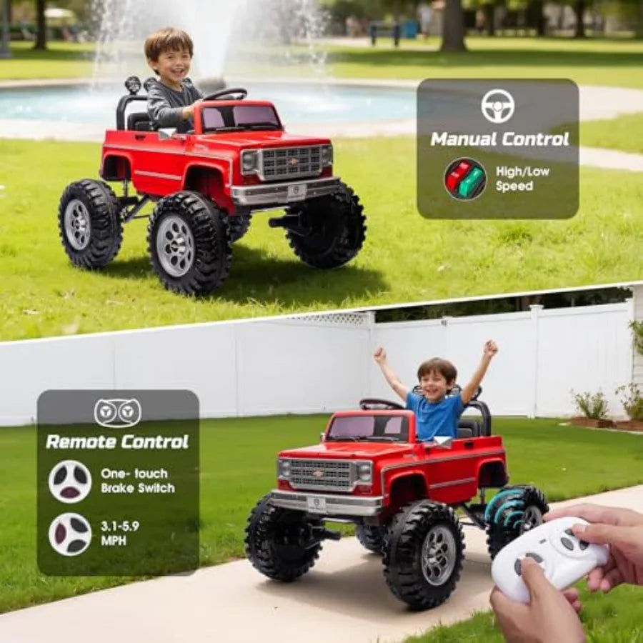 24V Ride on Car for Outdoor Use Steel Frame Red Dual 200W Motors with Remote Control and Music