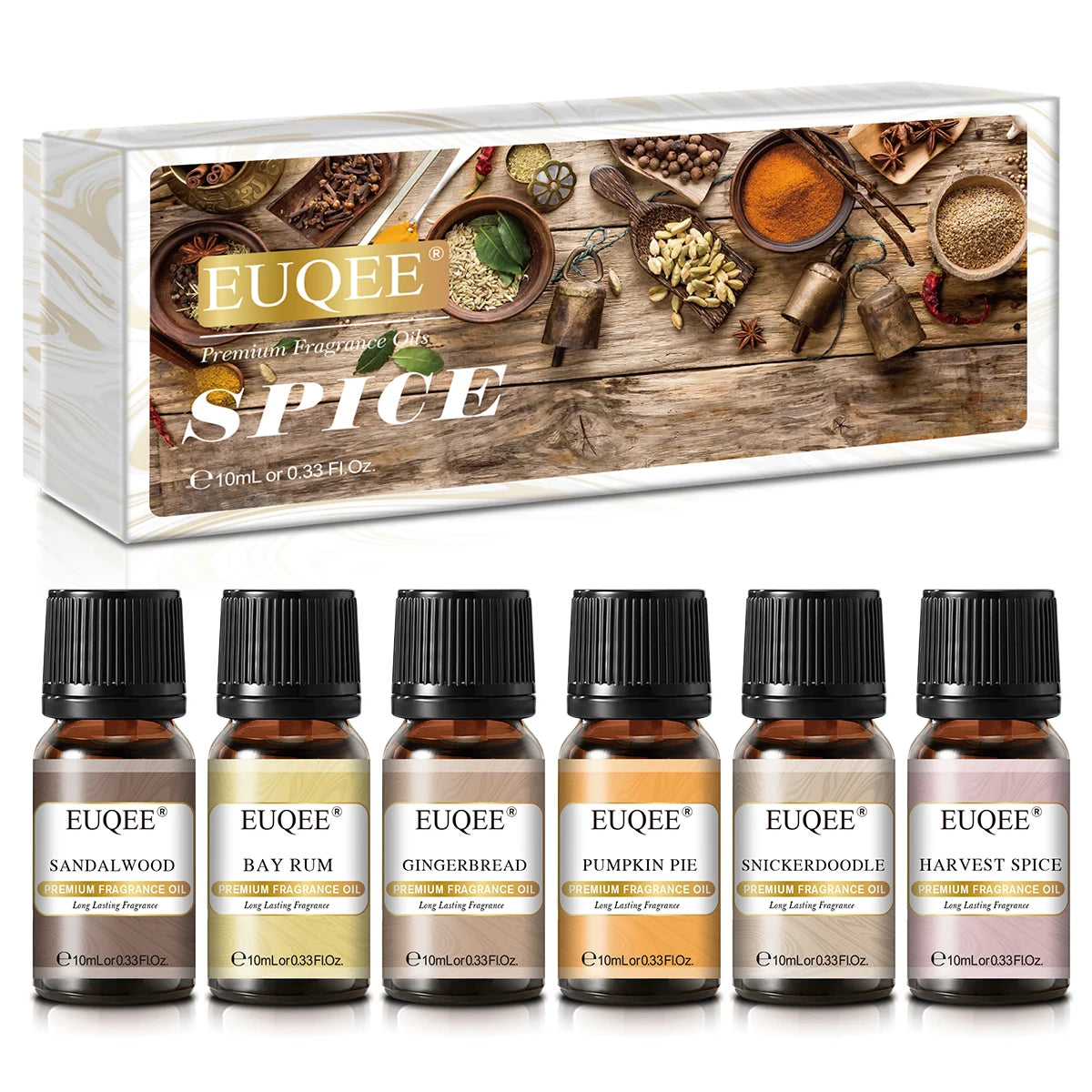 EUQEE 6pcs Aromatherapy Fragrance Oil Set-10ml Aroma Reed Diffuser Oils For Candle Making, Humidifier, DIY Perfume, Oil Burner
