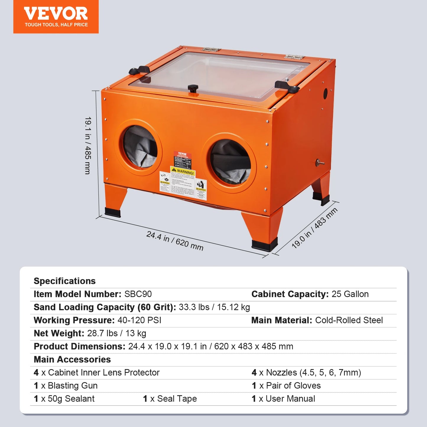 SucceBuy 25/40/60Gallon Sandblasting Cabnet