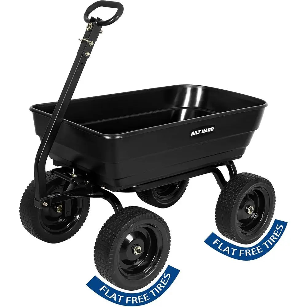Poly Garden Dump Cart 1200 lbs with No flat Tires, Quick Release, 2-in-1 Convertible Handle