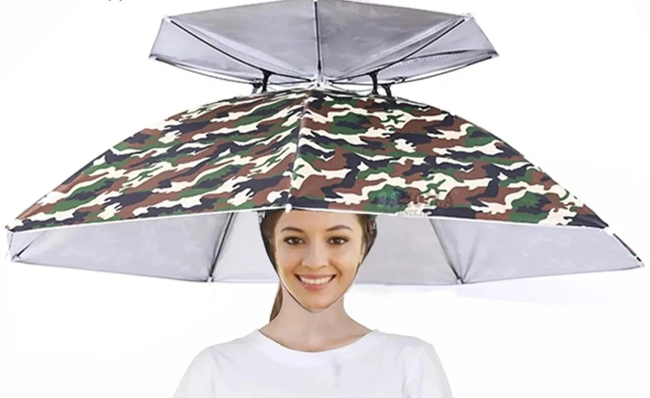 Rain Umbrella Hat Foldable Sun Shade Waterproof Double-Layer UV Protection Sunscreen