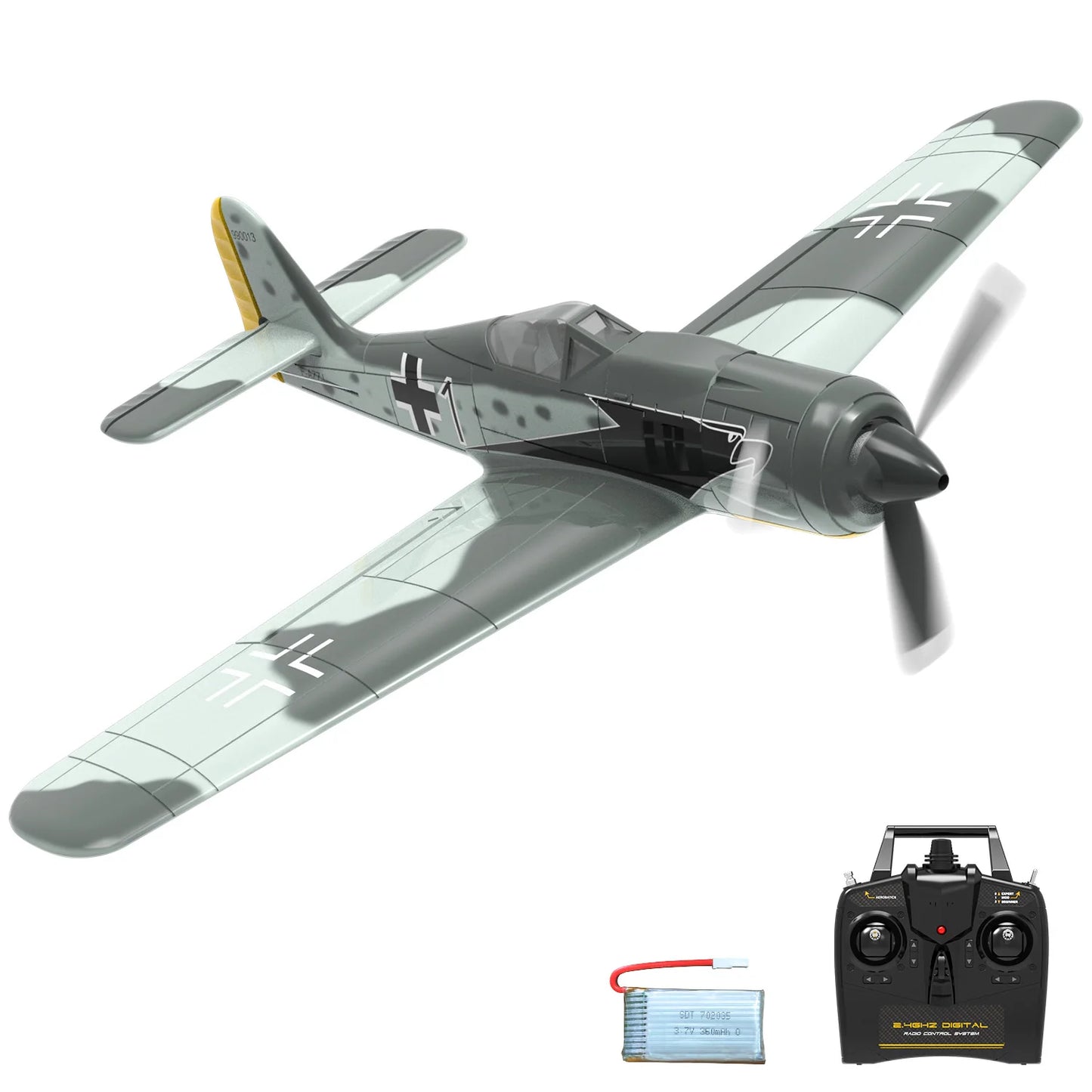 Volantex New Spitfire RC Plane EPP 400mm Wingspan RC Fighter One Key Aerobatic 2.4G 4CH RTF Warbird Plane