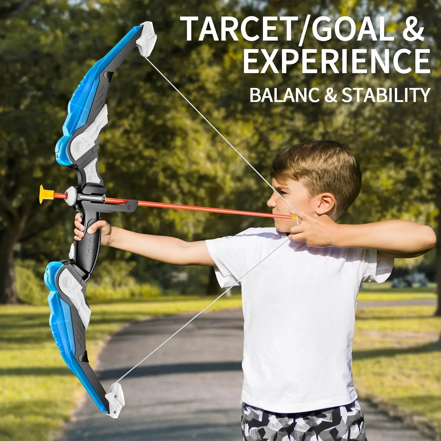 Kids Bow and Arrow Set, LED Light Up Archery Toys Set for Kids Ages 4-8 8-12, with 10 Suction Cup Arrows, Target & Quiver