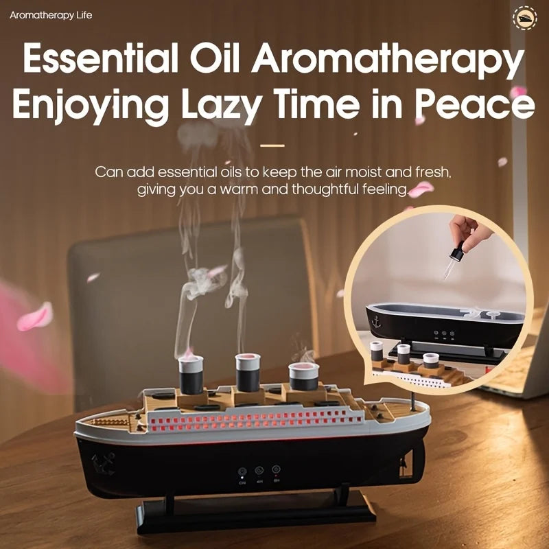 Titanic Ship Air Humidifier 250ml Remote Control Essential Oil Jellyfish Smoke rings and more