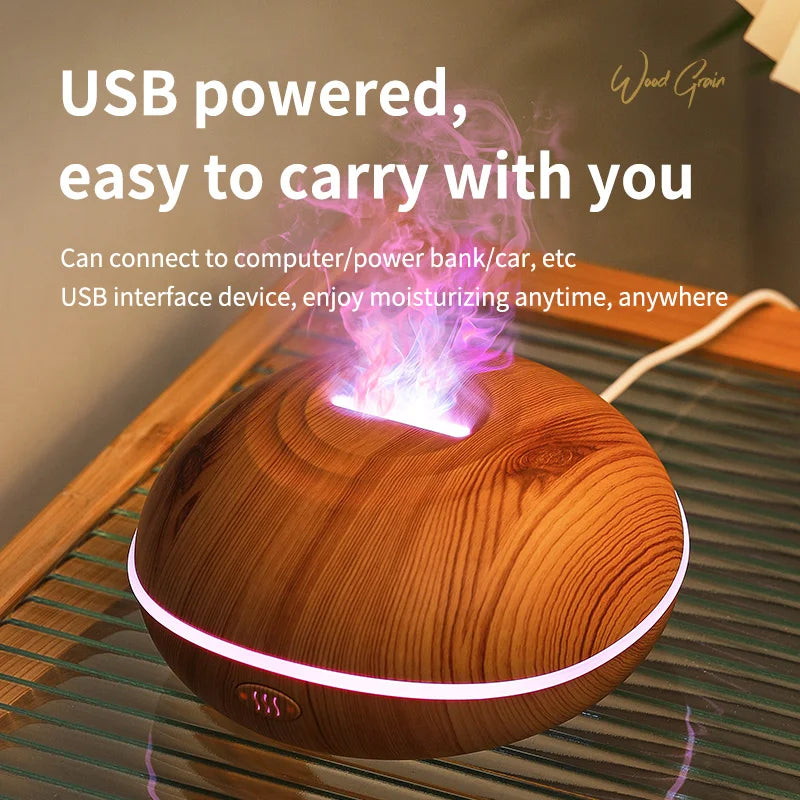 Aroma Humidifier flame Can Add Essential Oil  Air Humidifier Equipped with colorful lighting function