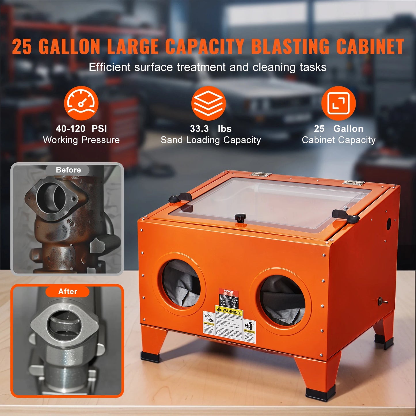 SucceBuy 25/40/60Gallon Sandblasting Cabnet