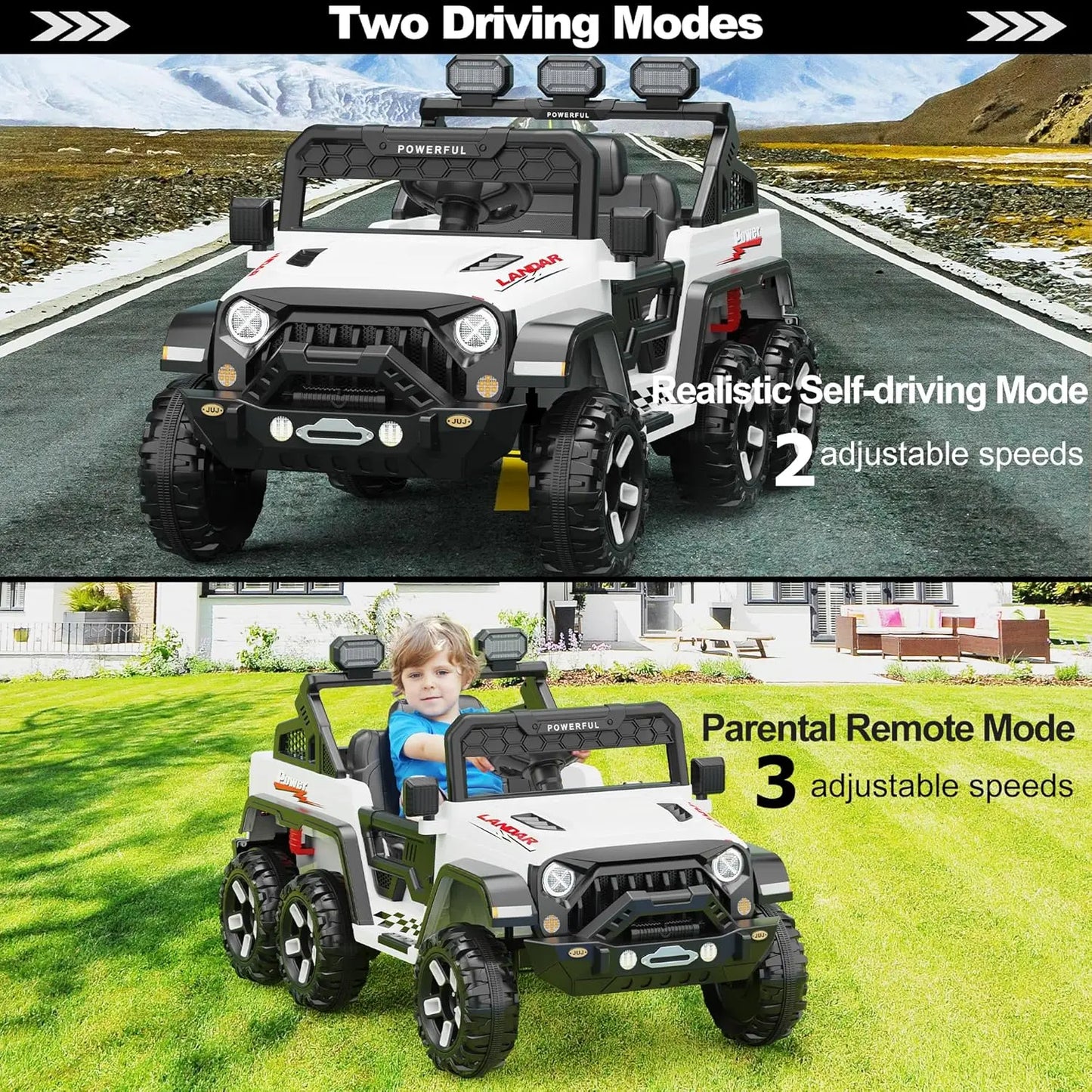 24V Ride on Car for Kids with Remote Control,6 Wheels, 4WD 3 Speeds,