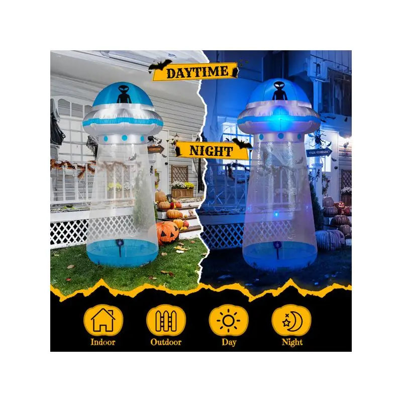 8.8 FT Halloween Inflatable UFO Yard Decor with LED Lights for Indoor Outdoor Party Decoration