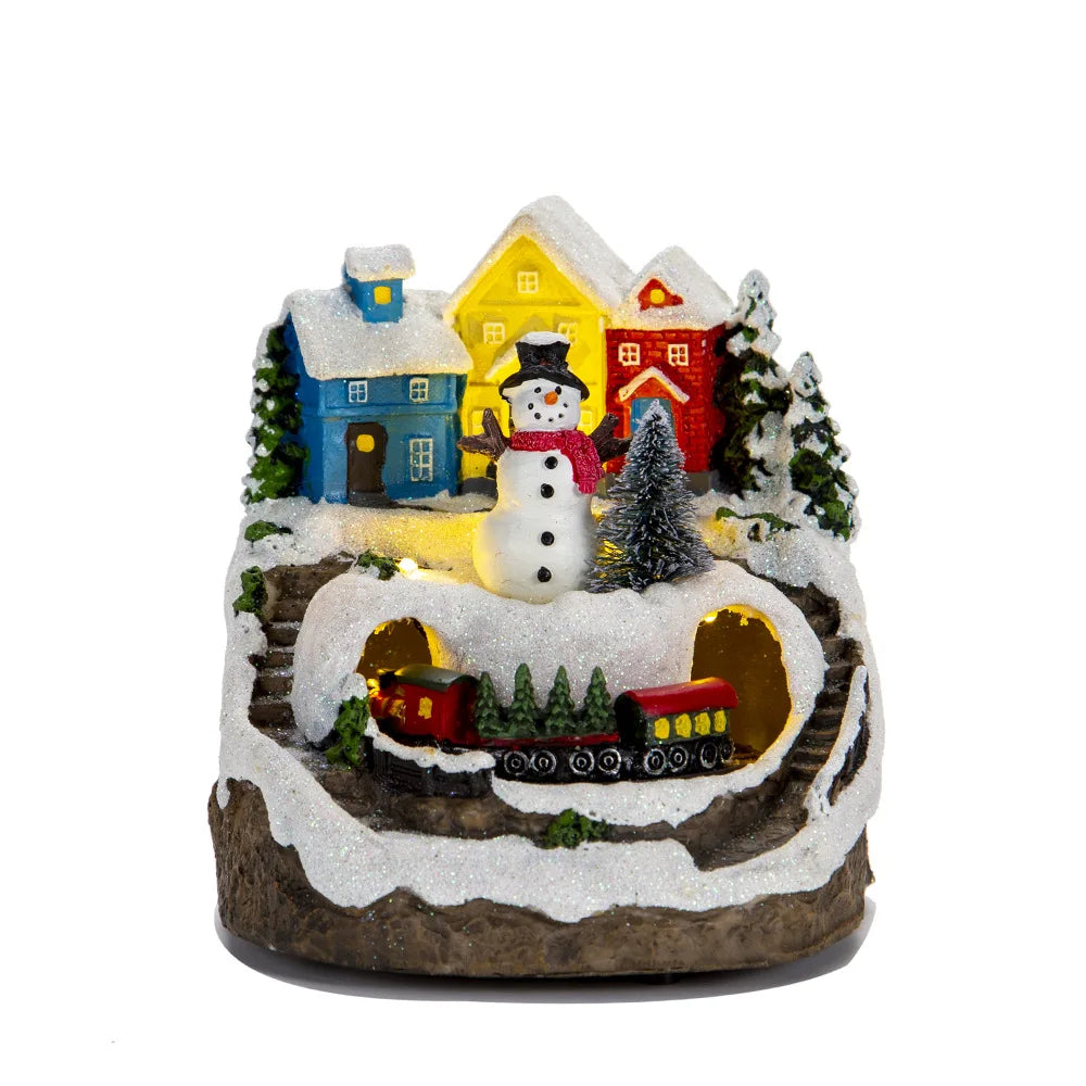 Christmas Snowhouse Glow Craft Snowman Garden Ornament with Music